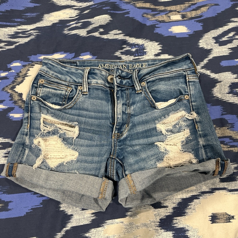 American Eagle Outfitters Distressed Blue Jean Shorts